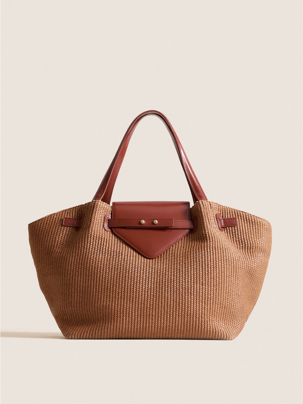 Tuckernuck Woven Straw Tote with Brown Leather Trim